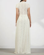 Lace Openwork Front Slit Long Top and Wide-leg Pants Set
