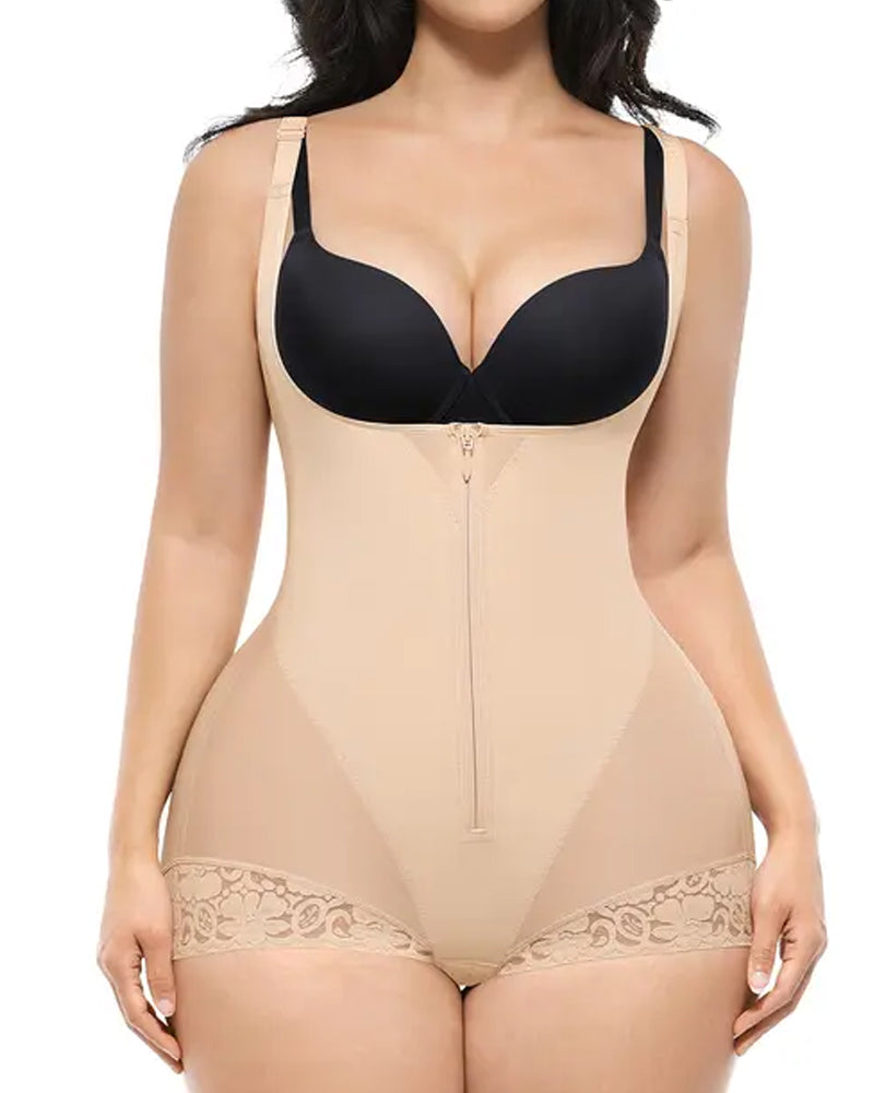 Women's Tummy Control with Hook Zipper Closure Shaping Bodysuit