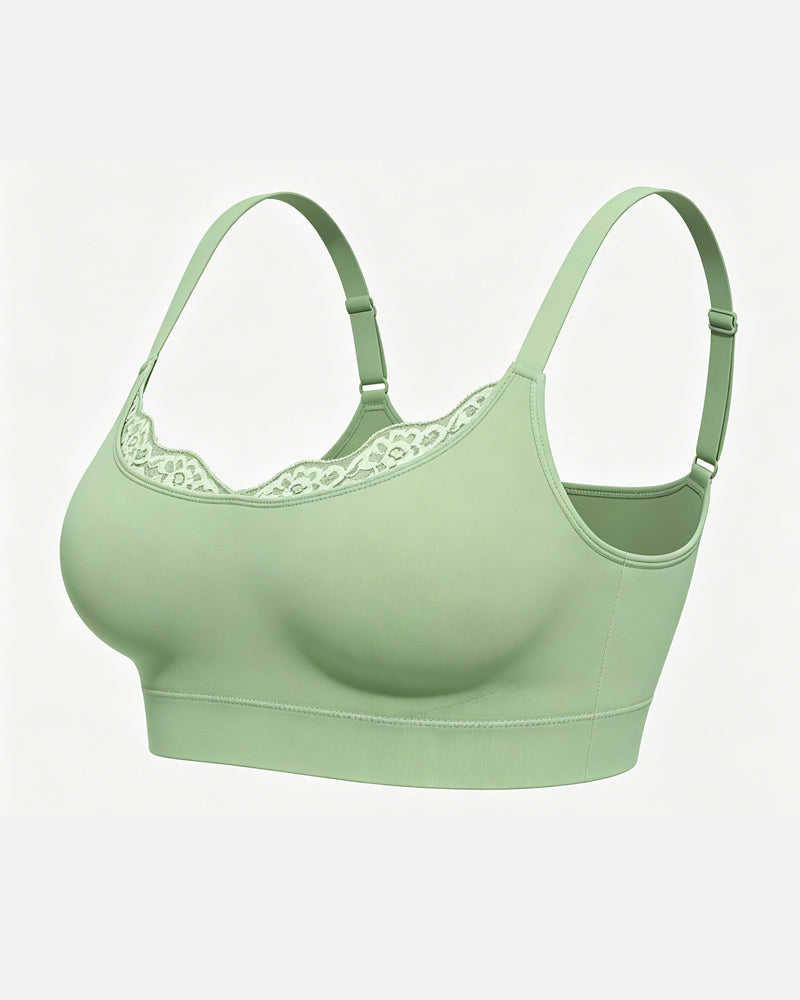 Women's Lace-Trimmed U-Shaped Wire-Free Seamless Comfort Bra