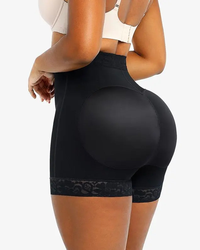 Women's Lace-trimmed Zipper Hook-eye Tummy Control Hip-lifting Shaping Shorts