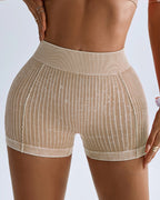 Women's Solid Color Textured Casual Breathable Elastic Sports Yoga Shorts