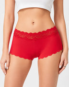Six-Pack Seamless Ice Silk Lace Trim Print Boxer Briefs