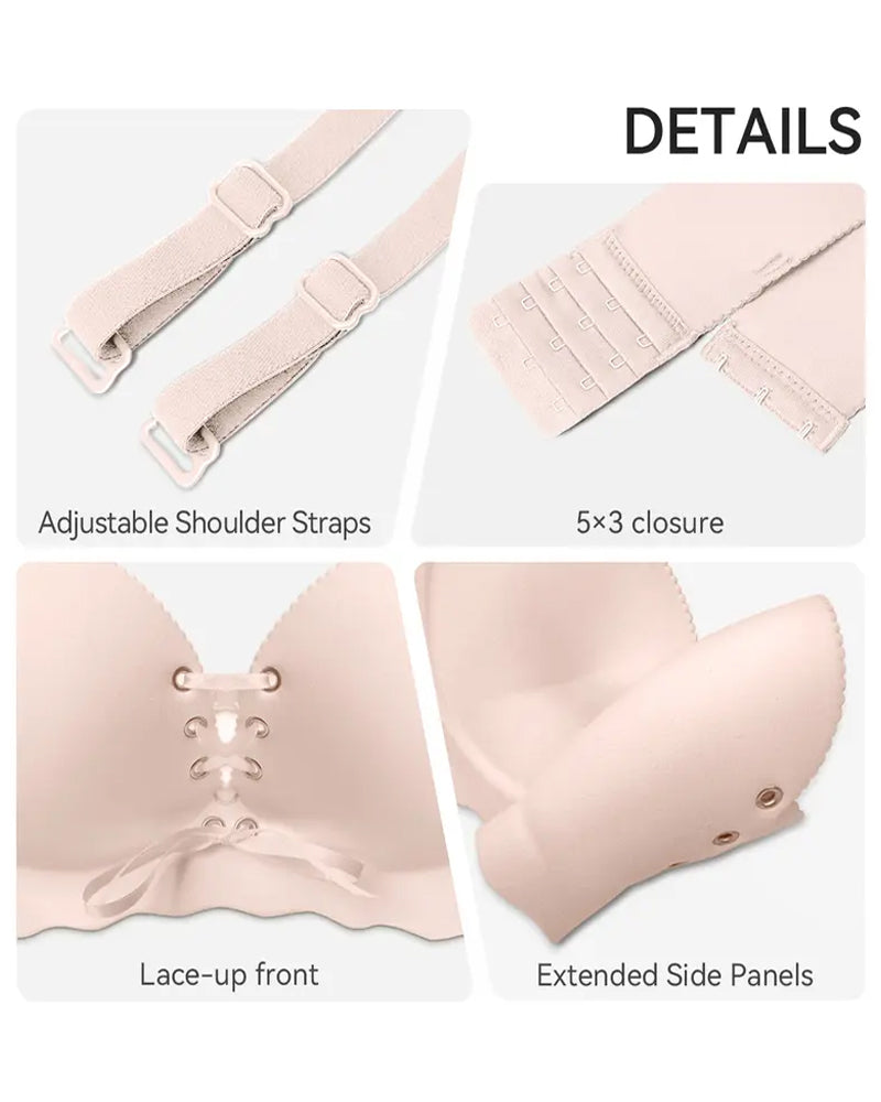 Women's Sexy Drawstring Push-Up Detachable Shoulder Straps Wire-Free Comfort Bra