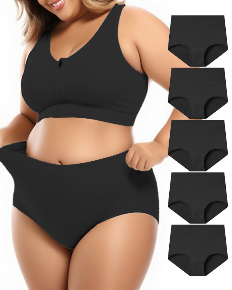 Plus Size High Waist Pure Cotton Breathable Elastic Briefs