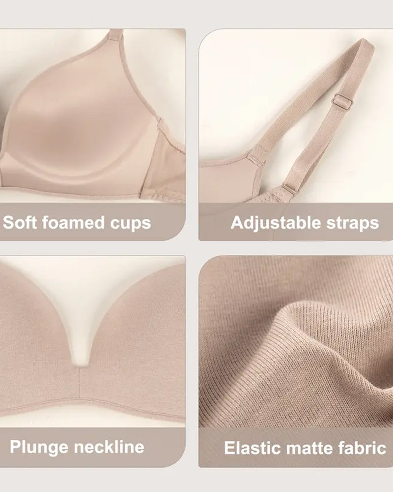 3-Pack Comfortable Wire-Free V-Neck T-Shirt Bra