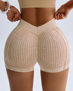Women's Solid Color Textured Casual Breathable Elastic Sports Yoga Shorts