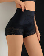 Women's High-waisted Tummy-control Butt-lifting Lace-trim Shaping Panties