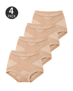 4-Pack High Waist Front Crossover Floral Lace Breathable Panties