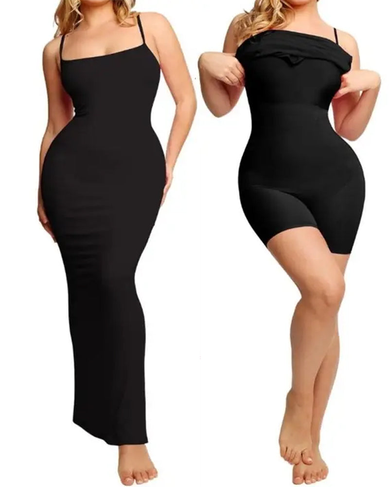 Women's Modal Sleeveless Backless Long Dress with Built-in Shapewear