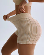Women's Solid Color Textured Casual Breathable Elastic Sports Yoga Shorts