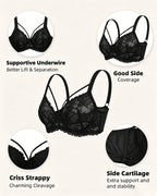 Women's Sexy Floral Lace Mesh Underwire Comfort Bra