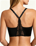 Women's Seamless Deep V Wire-Free Lace Back Vest Bra