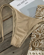 Bohemian Halter Bikini and Tassel Sarong Three-piece Set