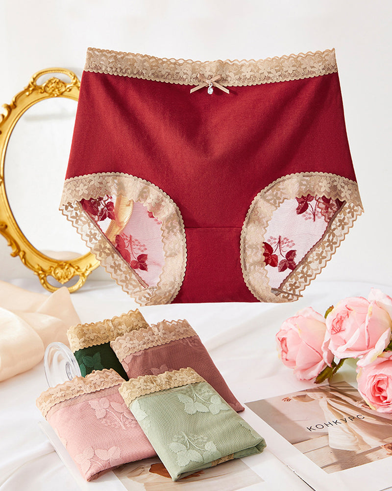 Seamless Breathable See-through Lace Cotton Panties