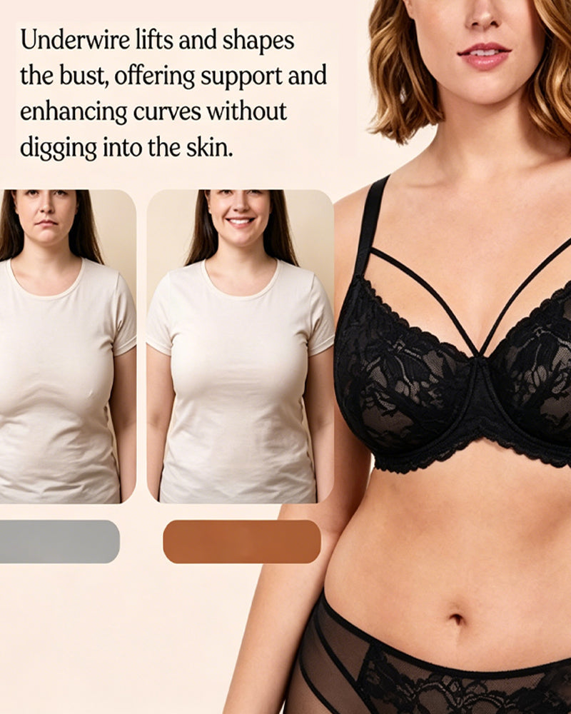 Women's Sexy Floral Lace Mesh Underwire Comfort Bra