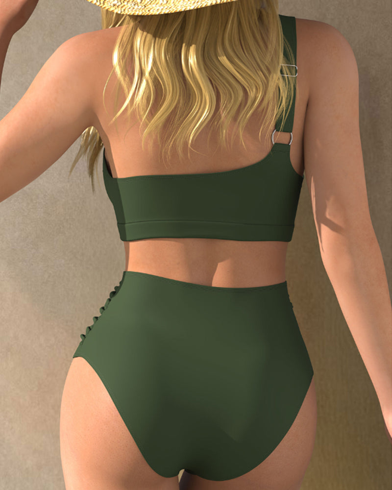 Sexy One-shoulder See-through Mesh Bikini Swimsuit
