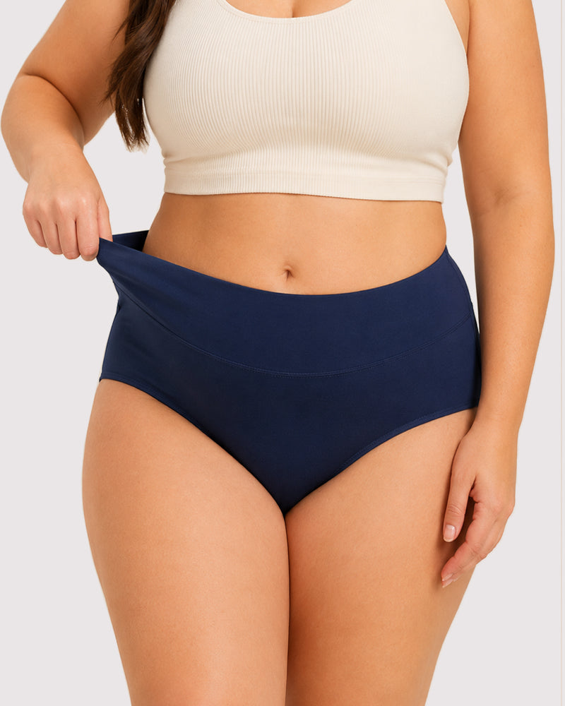 Plus Size High Waist Pure Cotton Breathable Elastic Briefs