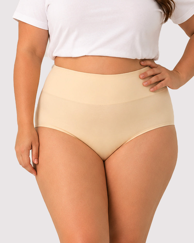 Plus Size High Waist Pure Cotton Breathable Elastic Briefs