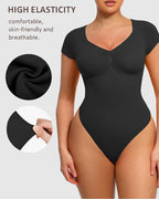 Women's V-neck Seamless Short-sleeved Shapewear Bodysuit
