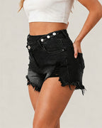 Women's Irregular Ripped Denim Shorts