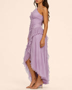 Halter Neck Backless Ruffled Maxi Dress