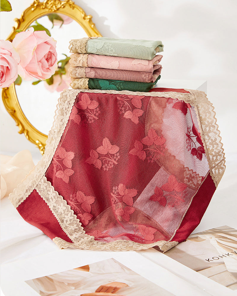 Seamless Breathable See-through Lace Cotton Panties