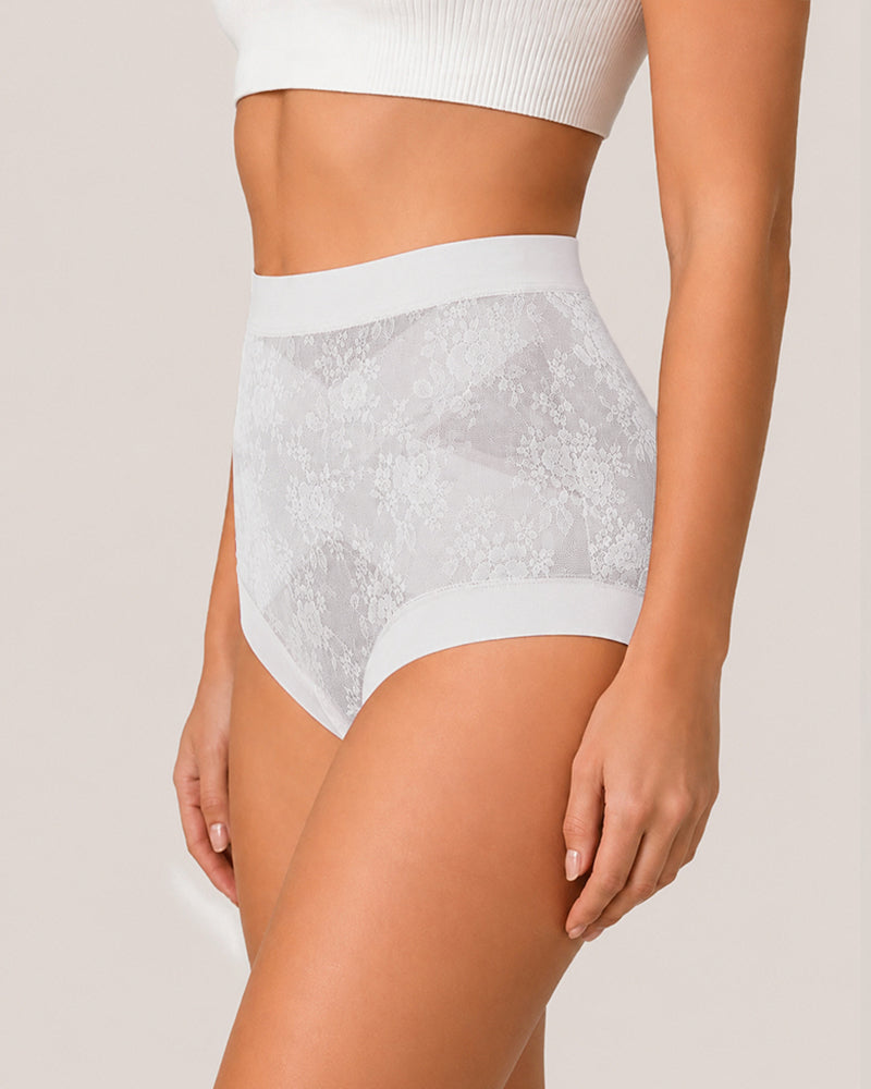 4-Pack High Waist Front Crossover Floral Lace Breathable Panties