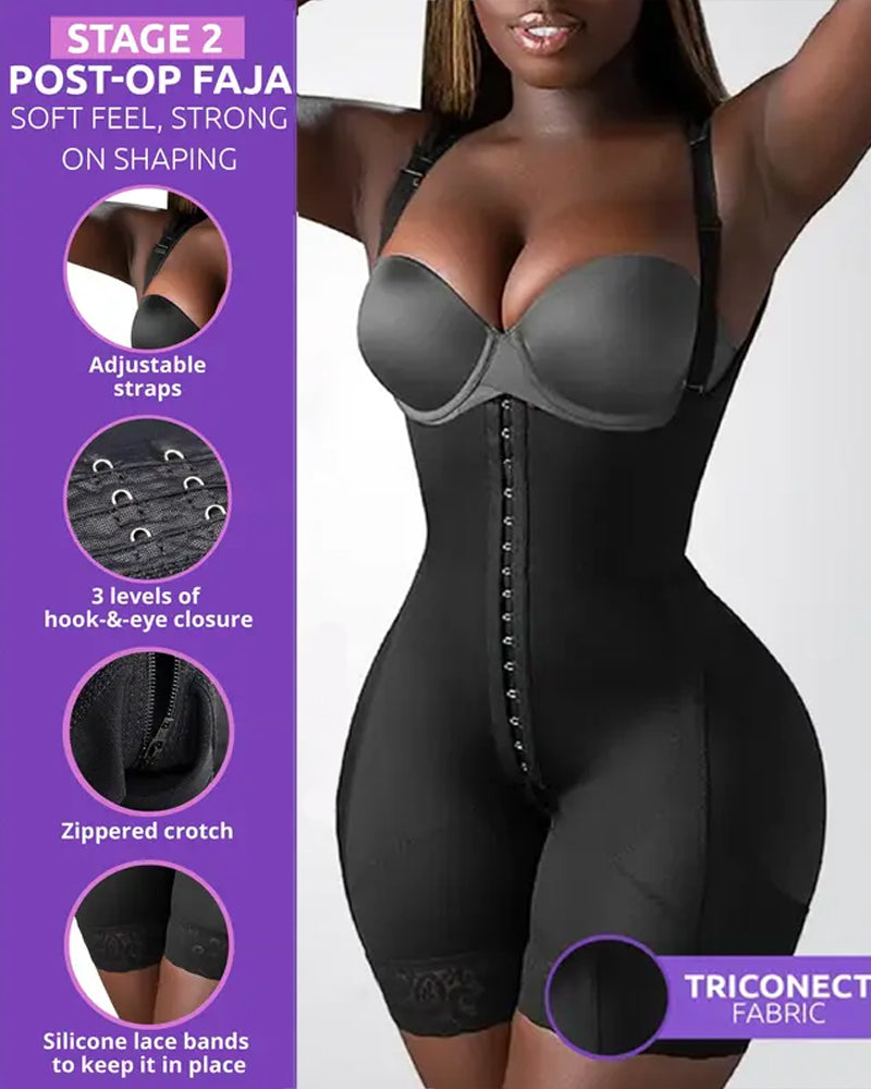 Double Compression Garment Abdomen Control Hook And Eye Closure Tummy Control Adjustable Bodysuit