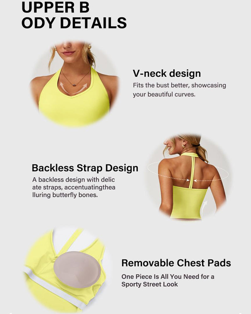 Women's Backless Top and Wide-leg Pants Sports Casual Set