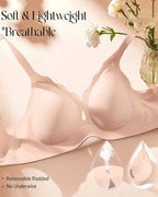 Women's Wire-Free Teardrop Hollow-Out Wave Seamless Push-Up Bra