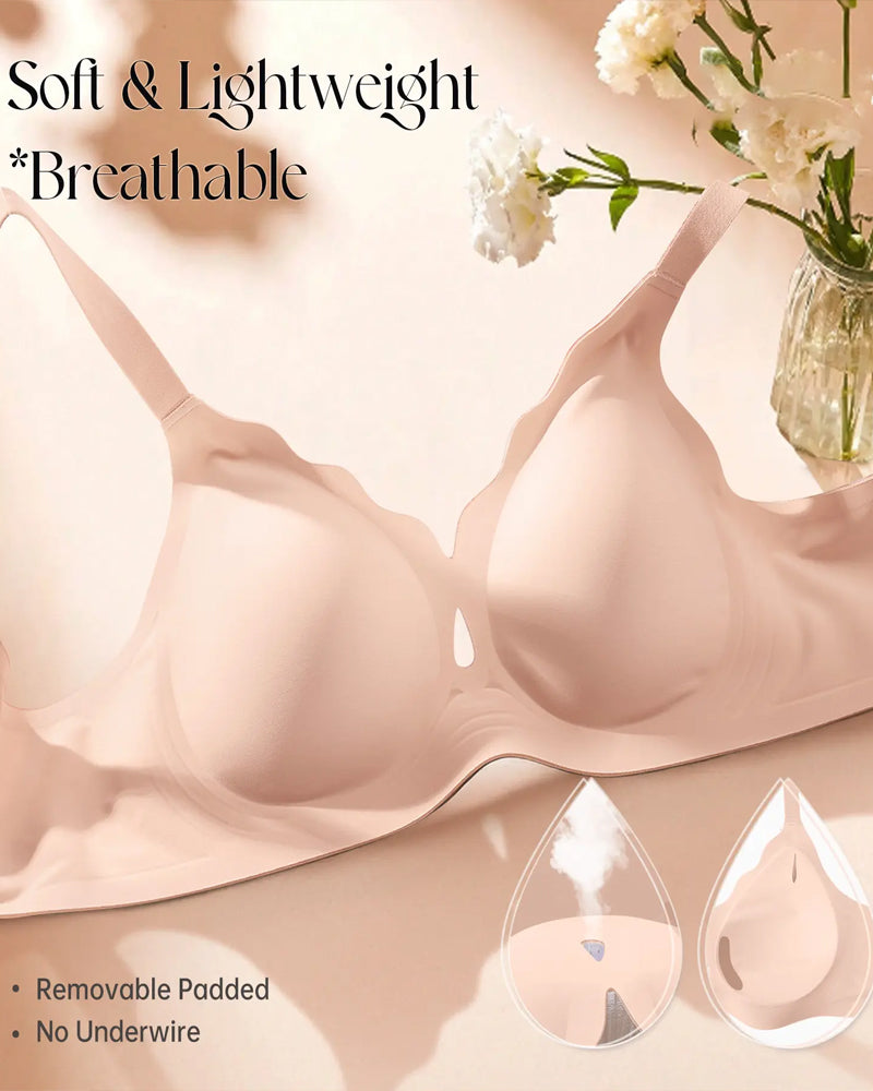 Women's Wire-Free Teardrop Hollow-Out Wave Seamless Push-Up Bra
