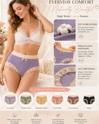 Multi-pack Pure Cotton Colorblock Lace-trimmed Seamless Panties