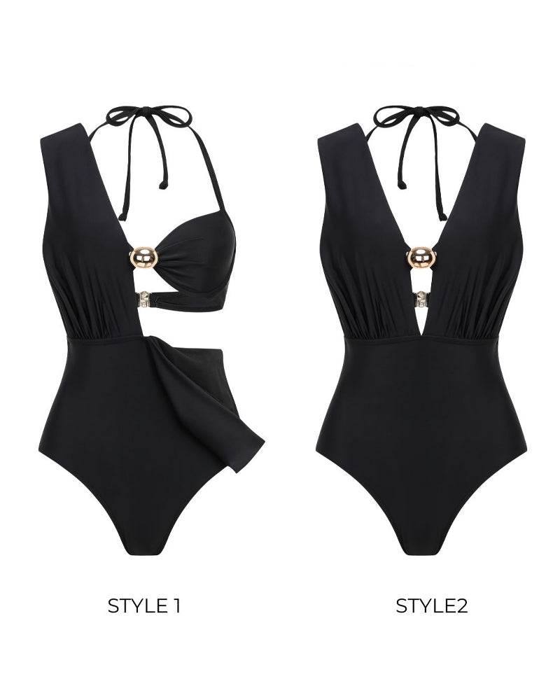 Beach Vacation Deep V One-piece Swimsuit and Cover-up