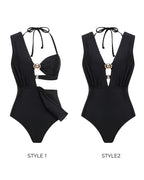 Beach Vacation Deep V One-piece Swimsuit and Cover-up