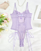 Sexy Floral Lace Sheer Cutout Strappy Bodysuit Lingerie