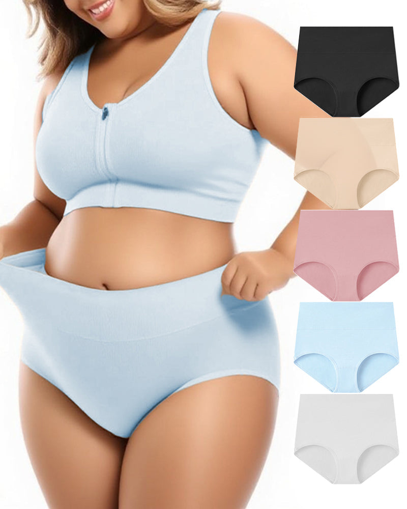 Plus Size High Waist Pure Cotton Breathable Elastic Briefs