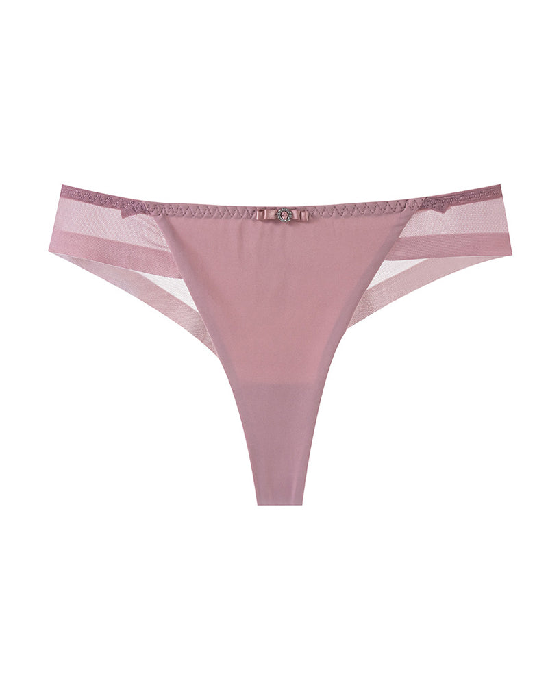 Sexy Ice Silk Nude Seamless See-Through Mesh Thong