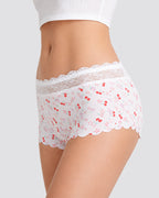 Six-Pack Seamless Ice Silk Lace Trim Print Boxer Briefs