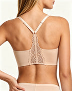 Women's Seamless Deep V Wire-Free Lace Back Vest Bra