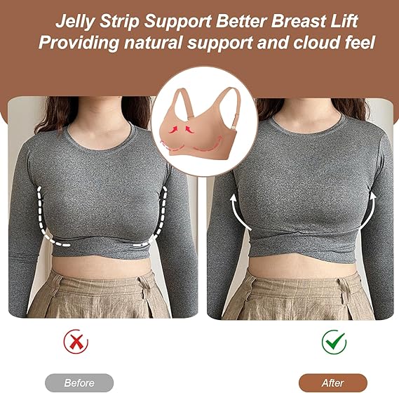 SEAMLESS JELLY BRA FULL COVERAGE PUSH UP NO UNDERWIRE BRA