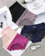 Women's Ice Silk Seamless Lace Low-Rise Sexy Comfortable Briefs