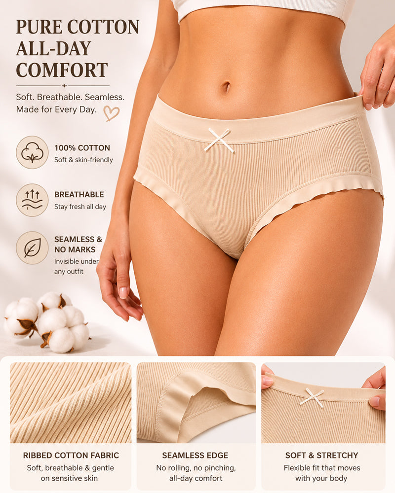 Women's Pure Cotton Ribbed Soft Panties