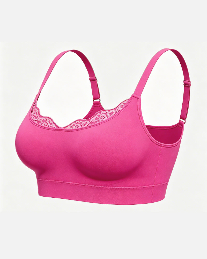 Women's Lace-Trimmed U-Shaped Wire-Free Seamless Comfort Bra