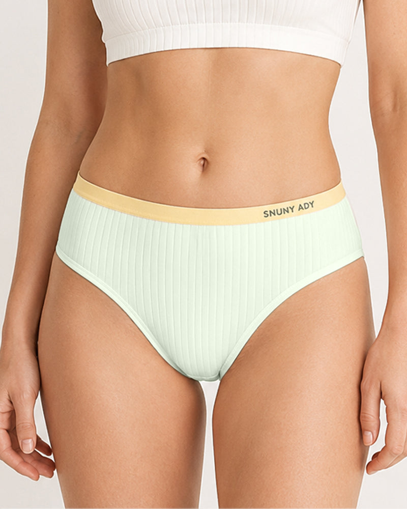 Multi-pack Pure Cotton Colorblock Ribbed Seamless Briefs