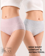 Five-Pack Pure Cotton High Waist Tummy Control Ribbed Briefs