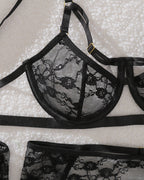 Sexy Jacquard Lace Shapewear Lingerie Set With See-Through Stockings