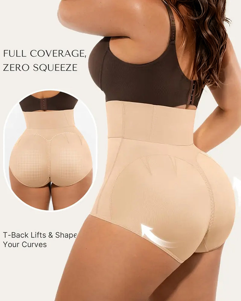 Women's High-waisted with Zipper and Hook-eye Tummy Control Shaping Shorts