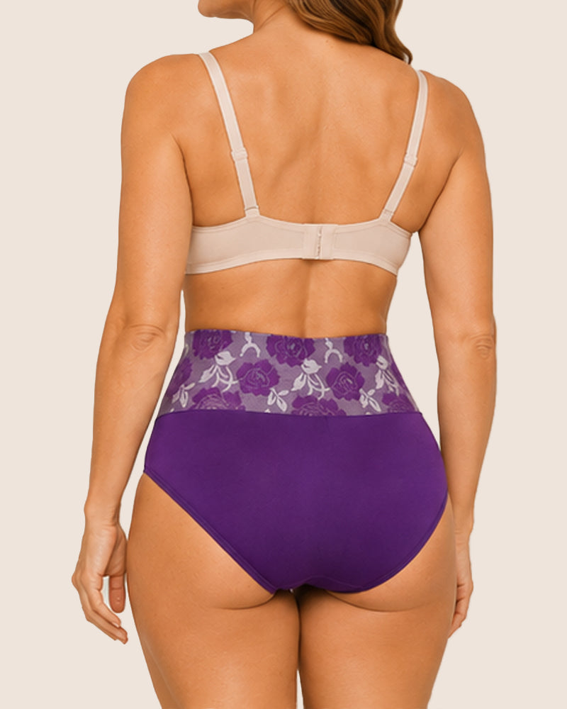 High Waisted Floral Colorblock Printed Pure Cotton Briefs