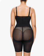 V-neck Mesh-paneled Seamless Tummy Control Hip Lift Bodysuit