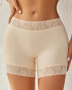 Mid-Rise Seamless Breathable Lace Boxer Shorts